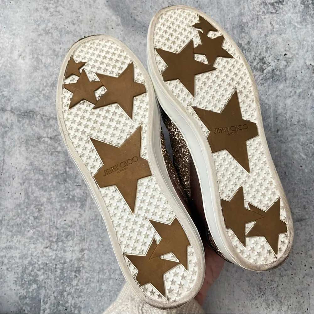 Jimmy Choo Miami Rose Gold Leather Women's Sneakers 37. Excellent condition. - Picture 7 of 8